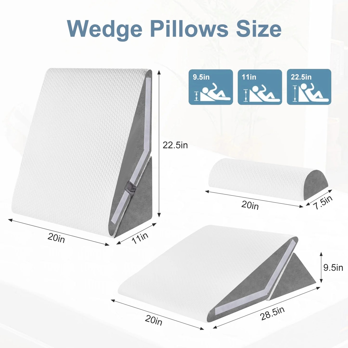 The Therapeutic Alignment Trio: Adjustable 3-Piece Bed Wedge System for Acid Reflux & Back Pain Relief