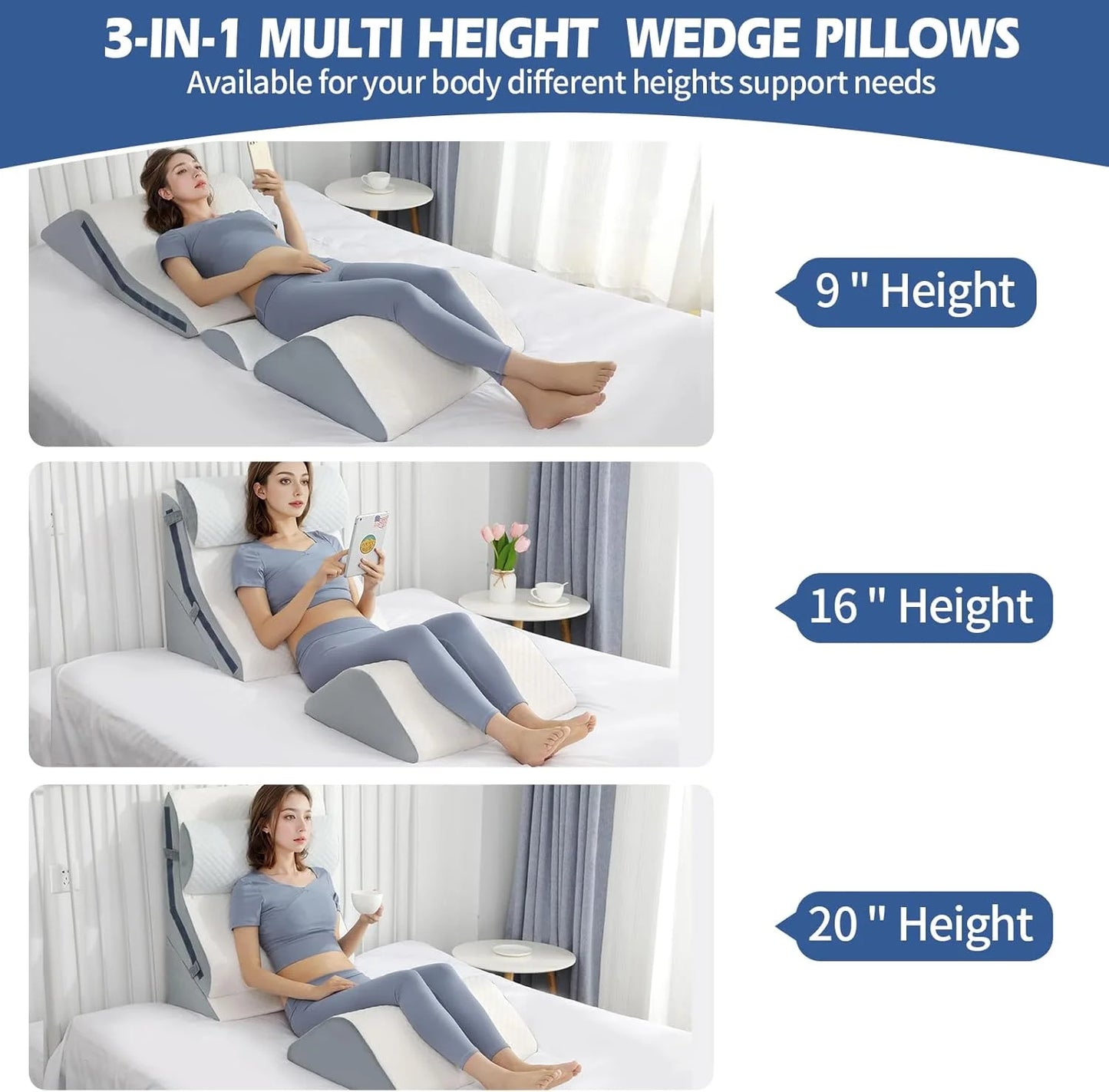 Orthopedic Bed Wedge Set (20-in-1): Customizable Memory Foam Support for Post-Surgery, Snoring & Full-Body Relief