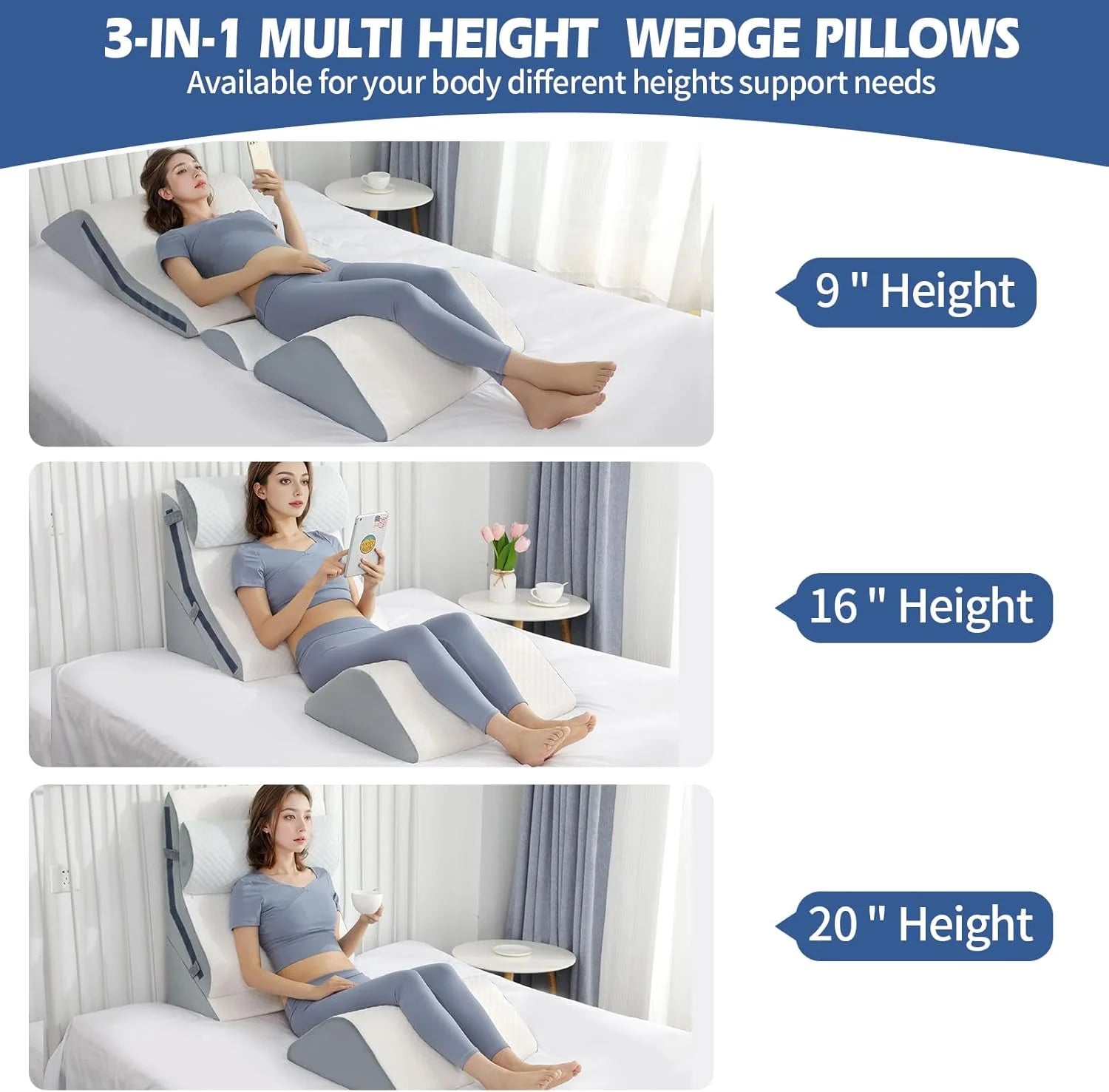 Orthopedic Bed Wedge Set (20-in-1): Customizable Memory Foam Support for Post-Surgery, Snoring & Full-Body Relief