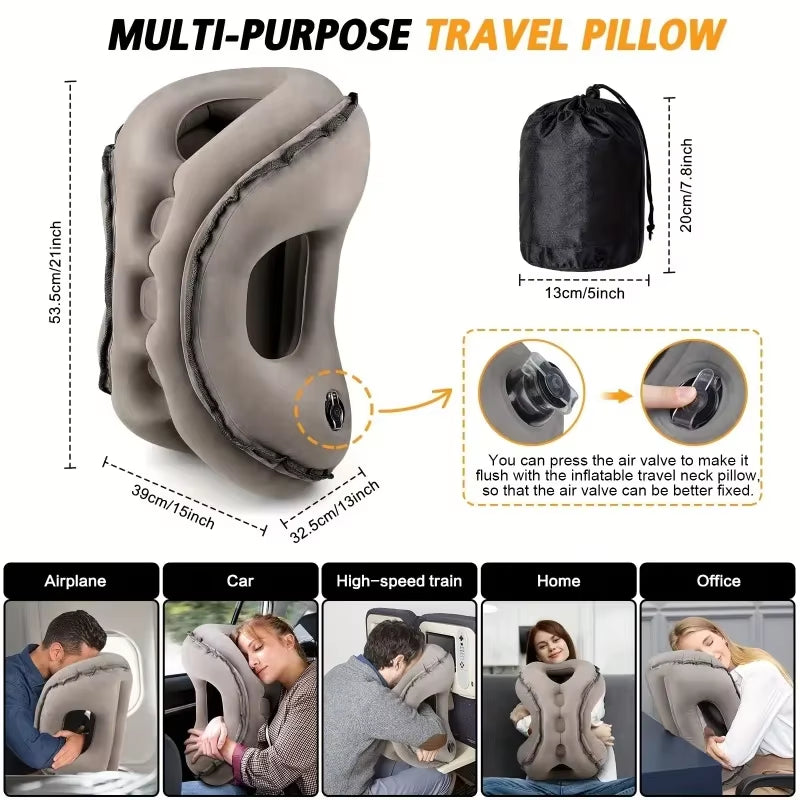 The Dynamic Traveler: Inflatable Neck & Head Support for Seamless Alignment on the Go