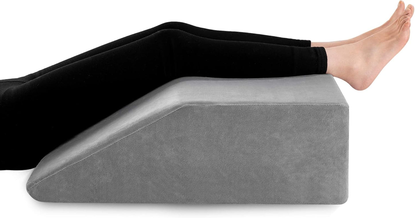 Zero Gravity Cooling Elevation Wedge: 8-Inch Memory Foam Pillow for Leg, Back Pain, and Reflux Relief