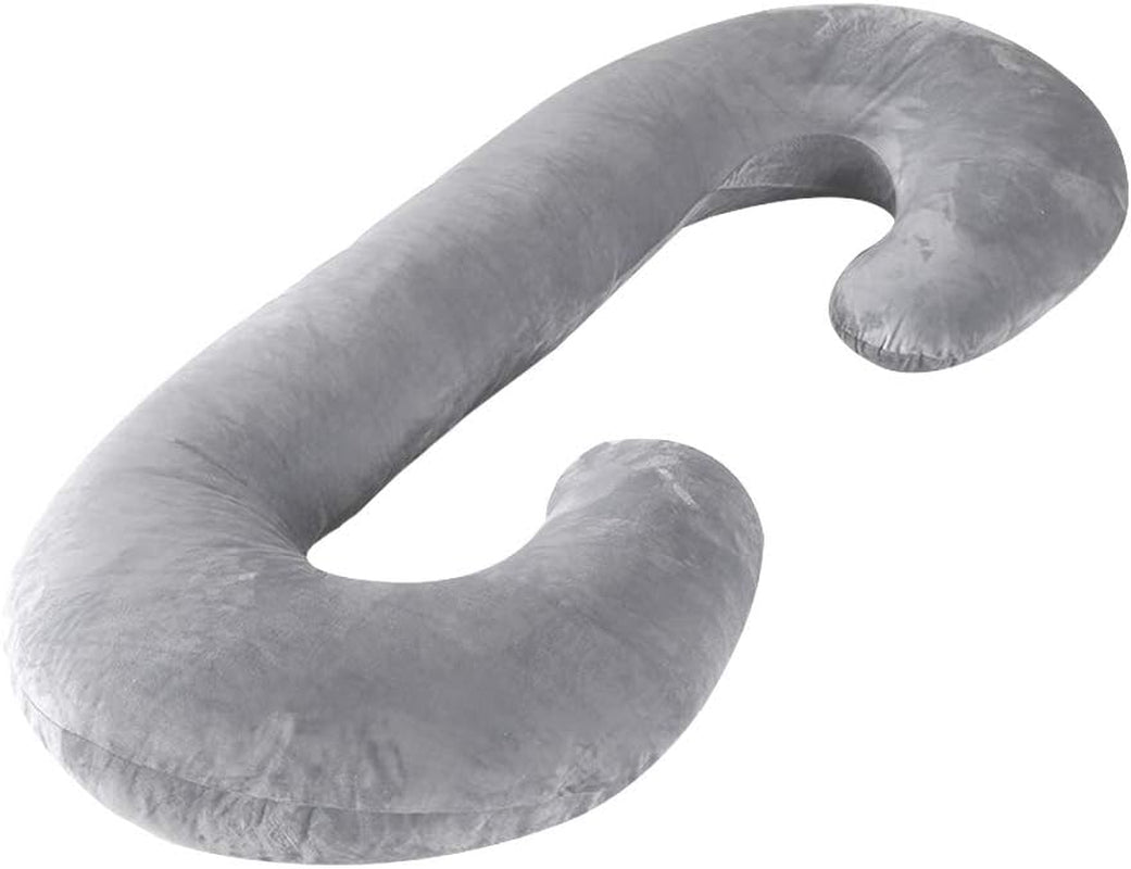 The 52" C-Shape Body Alignment Pillow: Full Maternity Support & Pain Relief for Back, Hips, and Legs | Luxury Velvet Cover