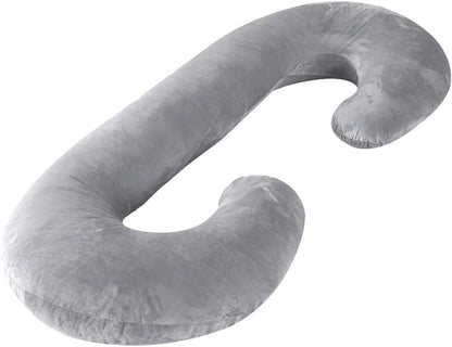 The 52" C-Shape Body Alignment Pillow: Full Maternity Support & Pain Relief for Back, Hips, and Legs | Luxury Velvet Cover