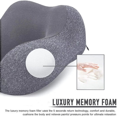 Ergonomic U-Shape Travel Kit: Contoured Neck Pillow with Eye Mask, Earplugs, and Travel Bag