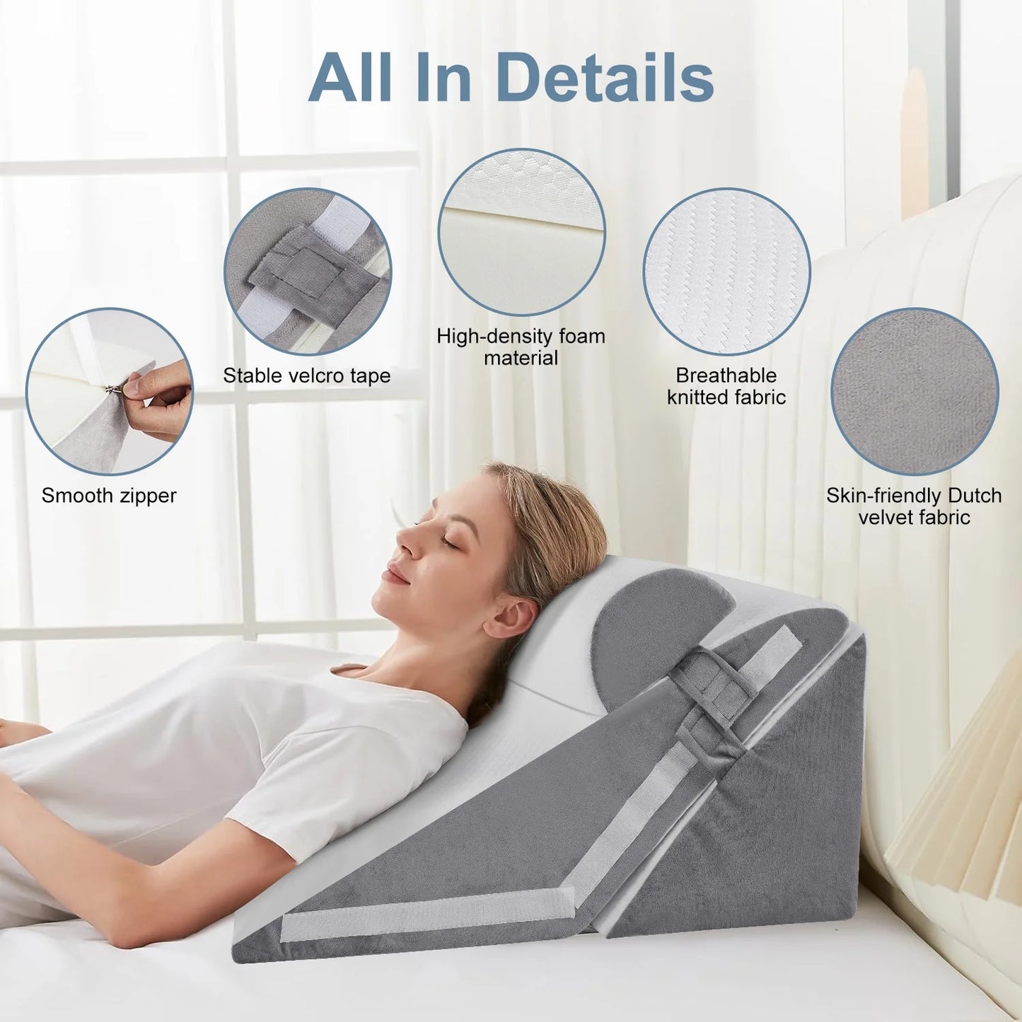 The Therapeutic Alignment Trio: Adjustable 3-Piece Bed Wedge System for Acid Reflux & Back Pain Relief