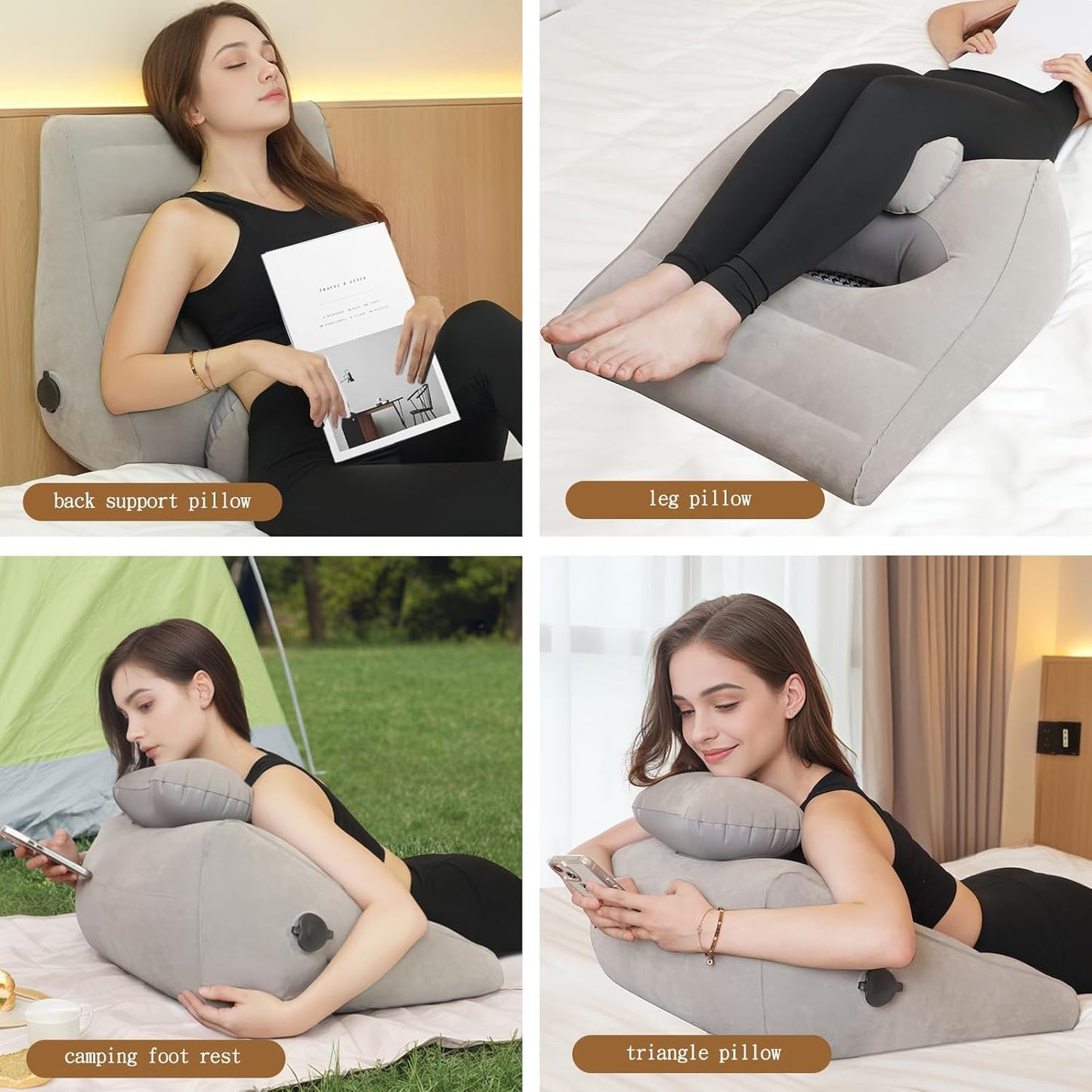 Dynamic Elevation Wedge: Portable Inflatable Pillow for Customizable Intimate Support and Therapeutic Leg/Circulation Relief