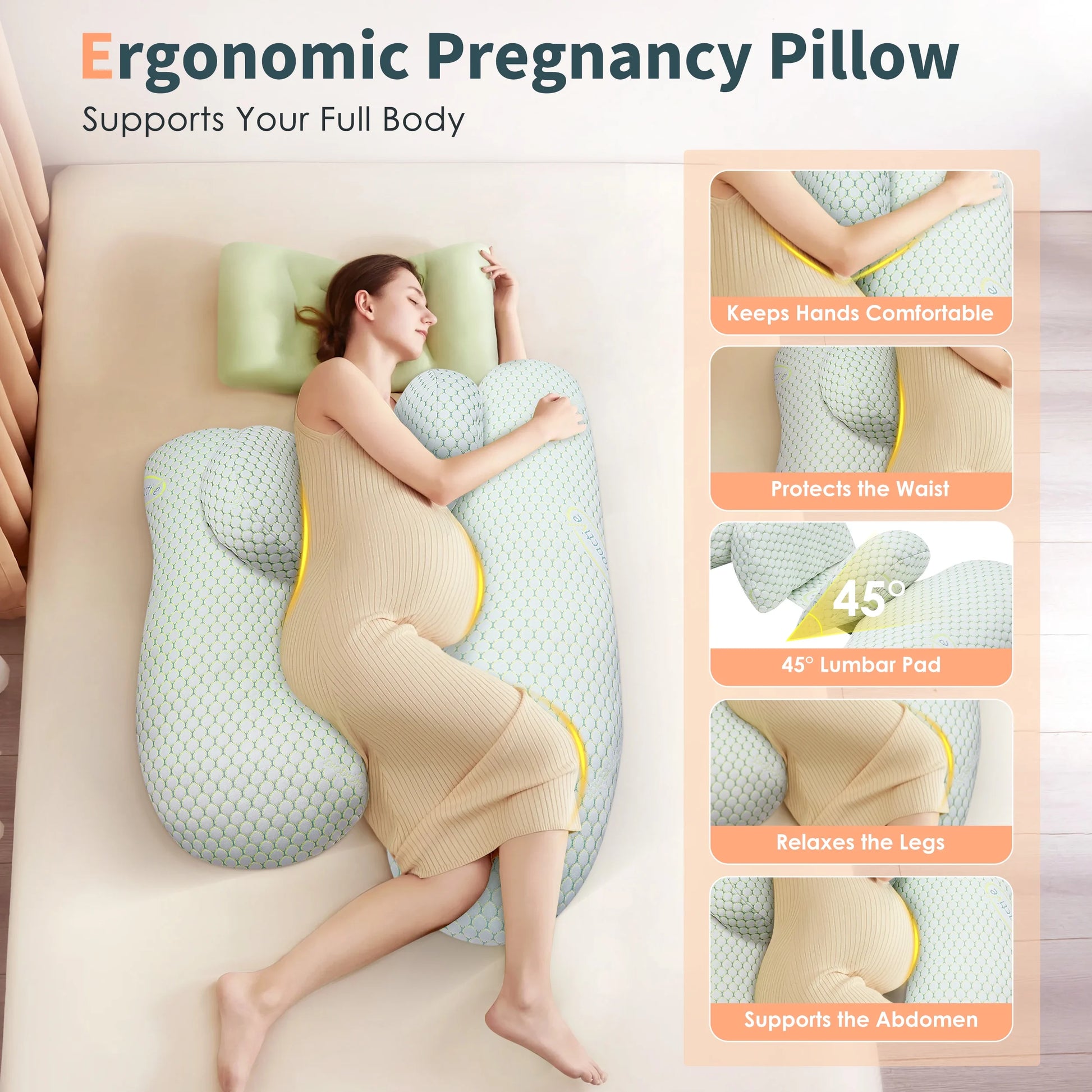 Ultimate Comfort Pregnancy Pillow: Ergonomic Full Body Alignment Design for Relieving  Back, Hip, Joint and Nighttime Pain - Dramatically Improving Sleep Quality | Removable Cover