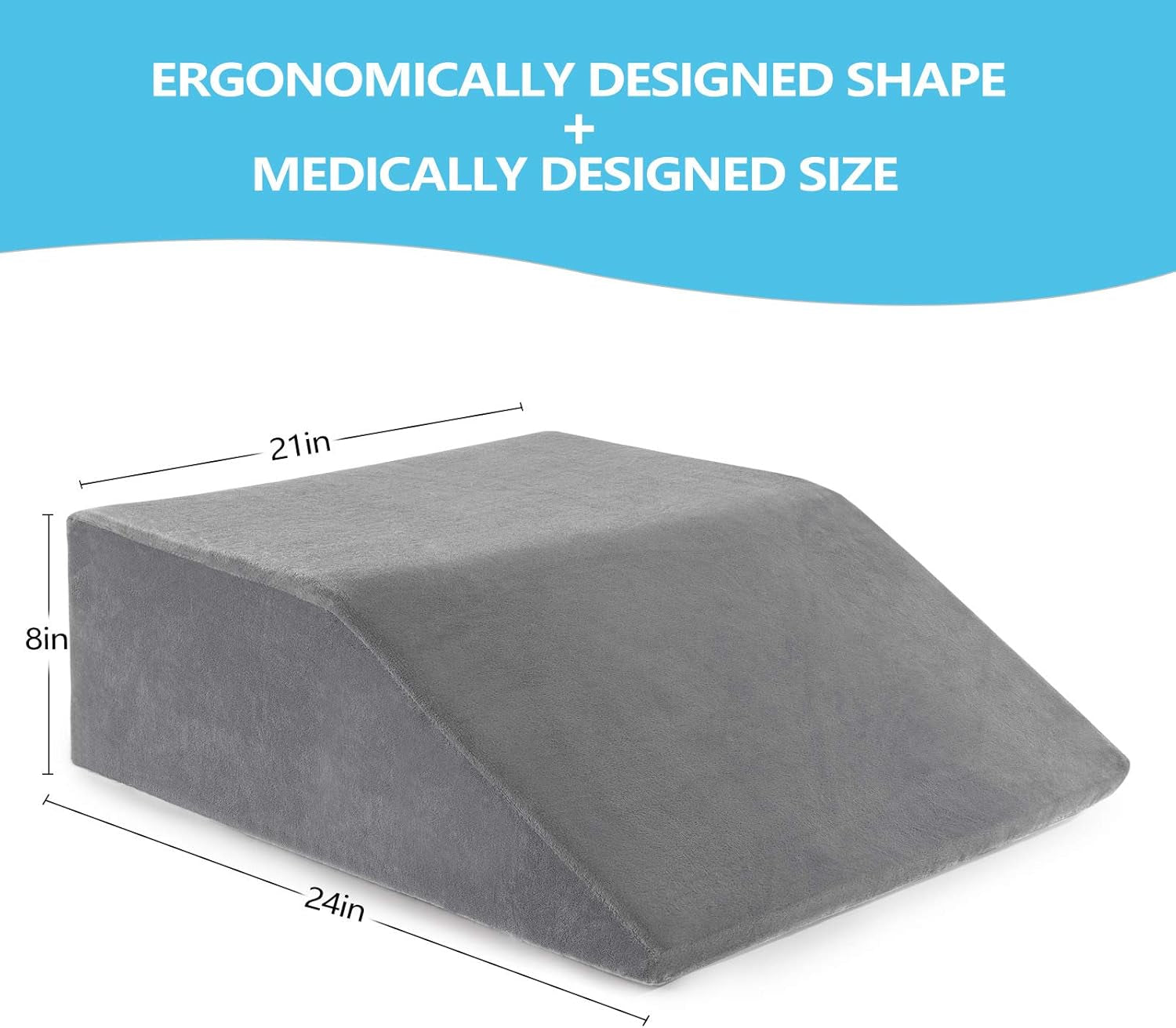 Zero Gravity Cooling Elevation Wedge: 8-Inch Memory Foam Pillow for Leg, Back Pain, and Reflux Relief