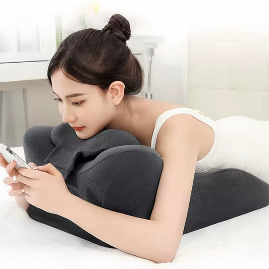 Therapeutic Memory Foam Pillow: Face-Down Support for Reading, Spinal Alignment, Phone Use and Custom Positioning