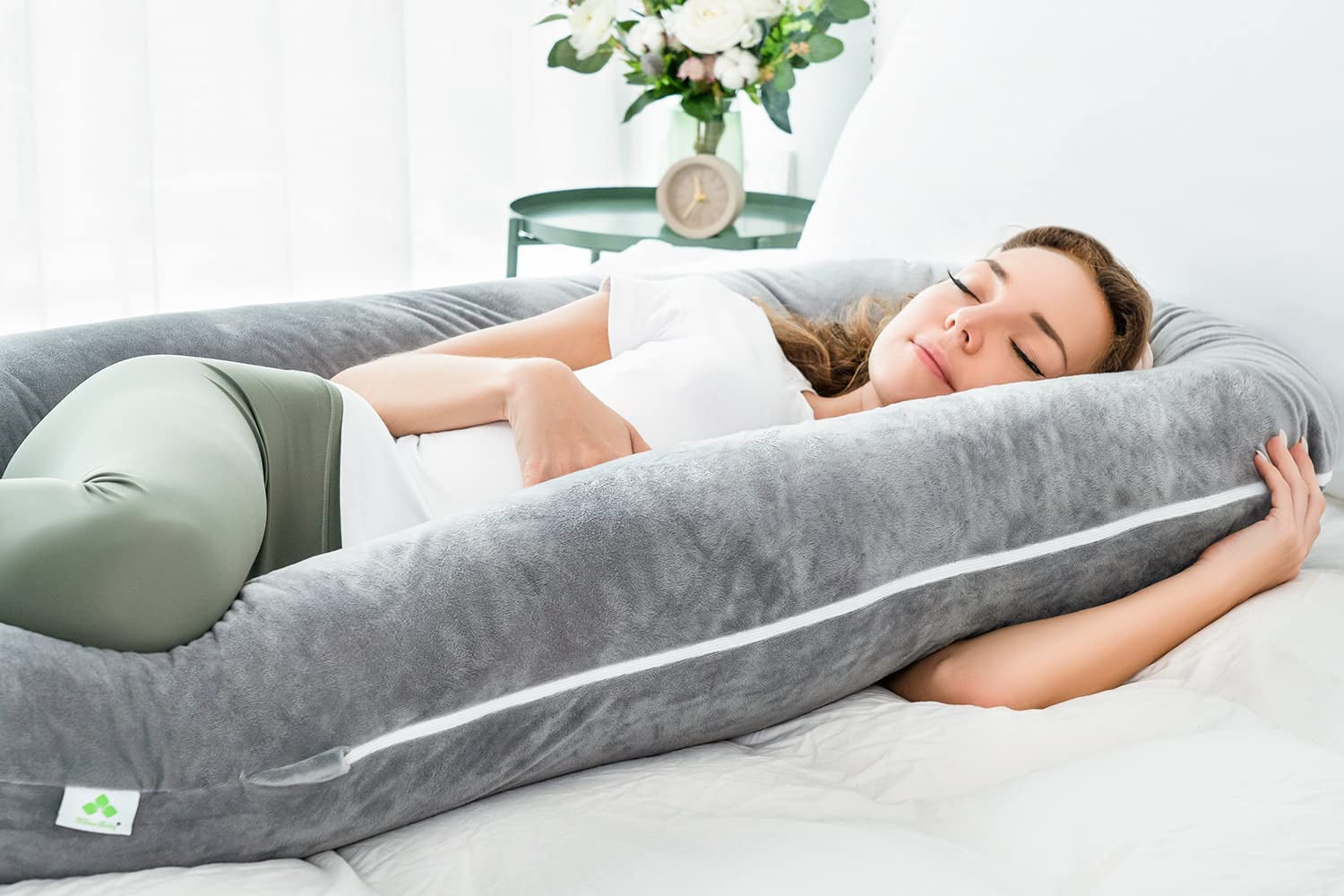 52" U-Shape Ergonomic Full Body Pregnancy Pillow:Comprehensive Body Support for Back & Hip Pain Relief During Sleep| Luxury Washable Cover 