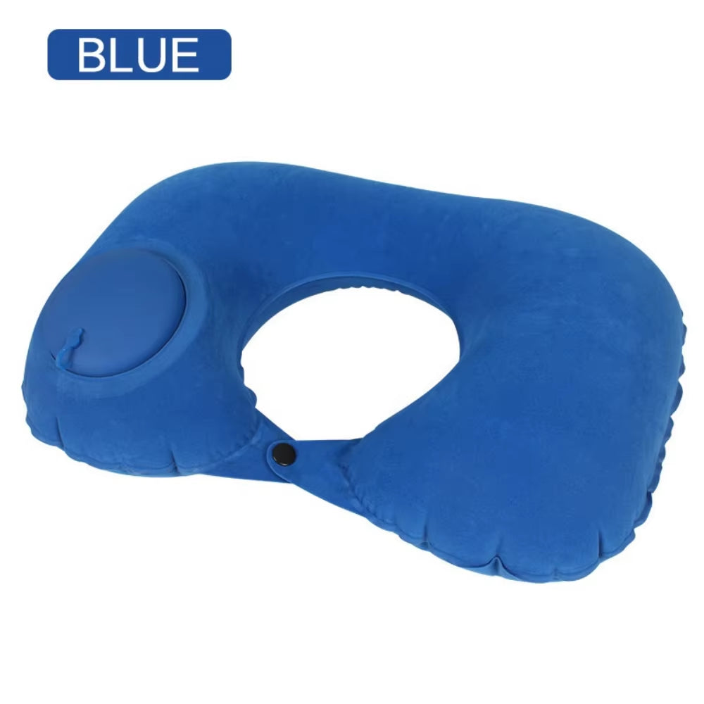 The Dynamic Press-Inflate Pillow: Portable U-Shape for Instant Neck Support on the Go