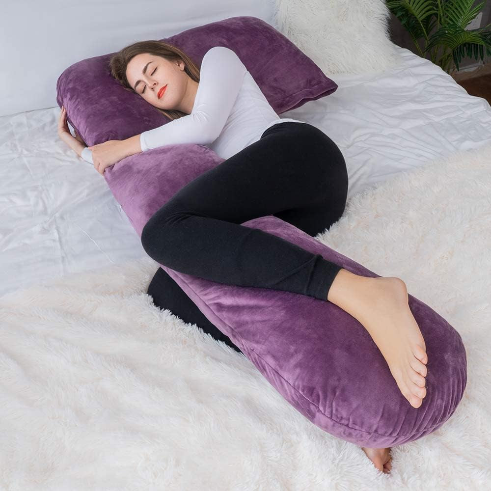 Modular U-Shape Pregnancy Pillow: Detachable Components & Adjustable Belt for Customized Back, Hip, and Joint Alignment (Luxury Velvet)