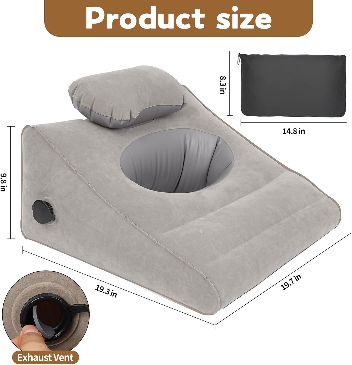 Dynamic Elevation Wedge: Portable Inflatable Pillow for Customizable Intimate Support and Therapeutic Leg/Circulation Relief