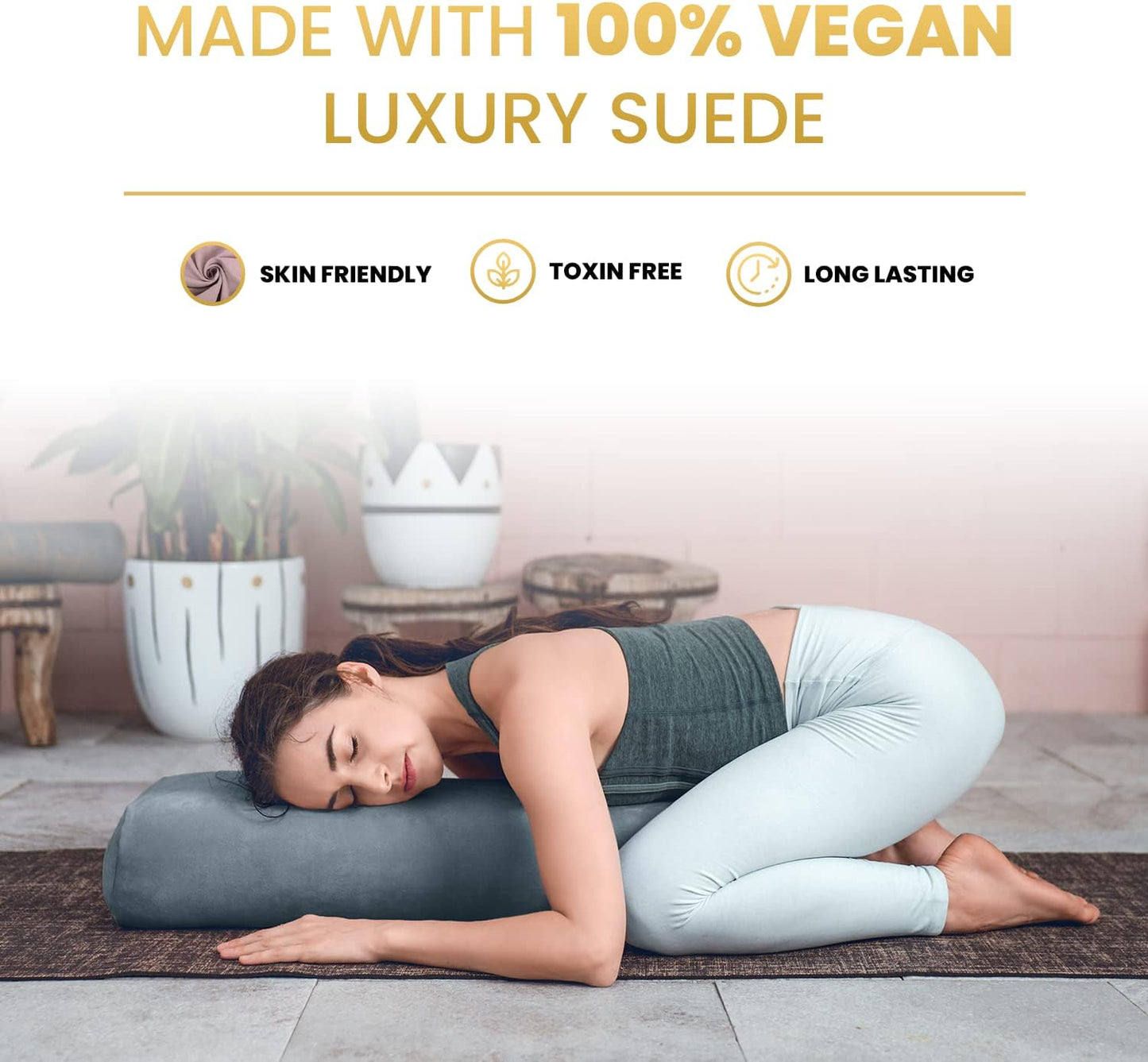 The Premium Alignment Bolster: Organic Vegan Suede Pillow for Therapeutic Yoga & Restorative Poses