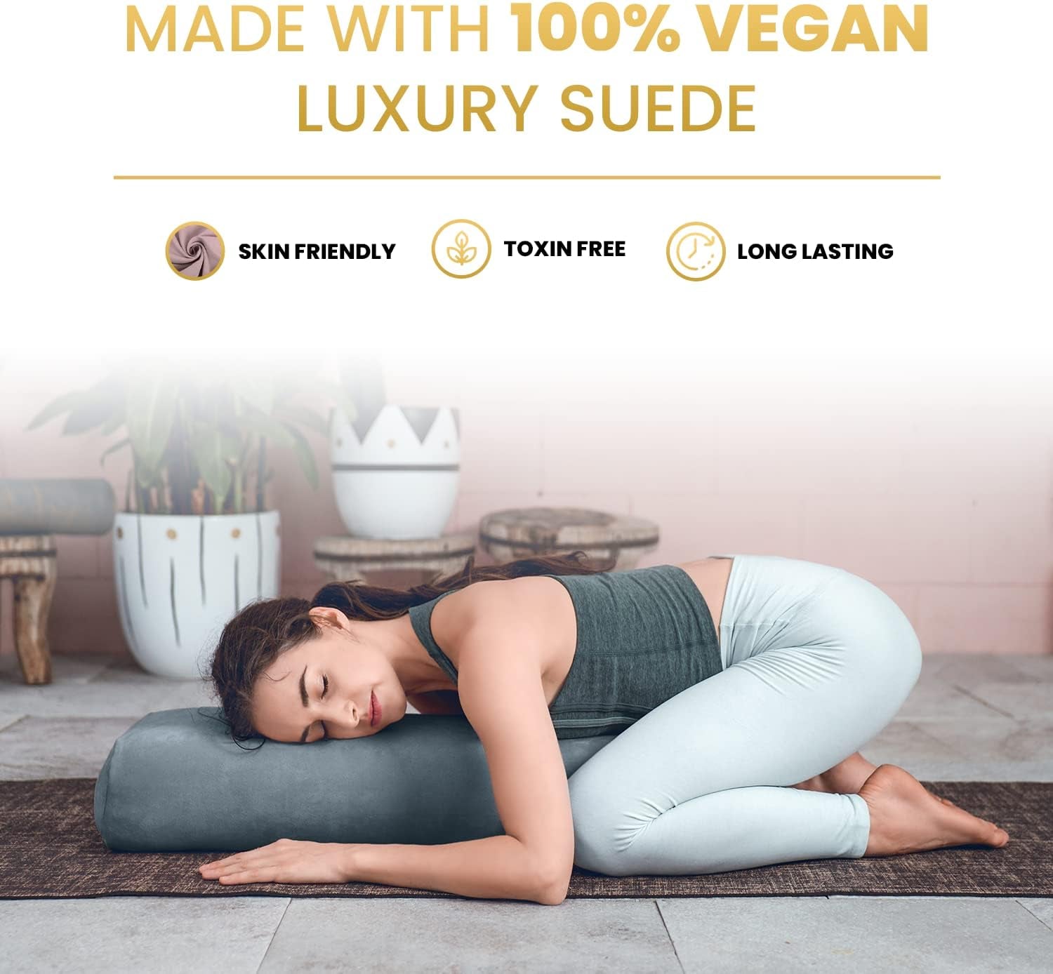 The Premium Alignment Bolster: Organic Vegan Suede Pillow for Therapeutic Yoga & Restorative Poses