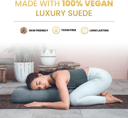 The Premium Alignment Bolster: Organic Vegan Suede Pillow for Therapeutic Yoga & Restorative Poses