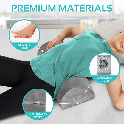 Allsett Health Large Half Moon Bolster Pillow for Legs, Knees, Lower Back And