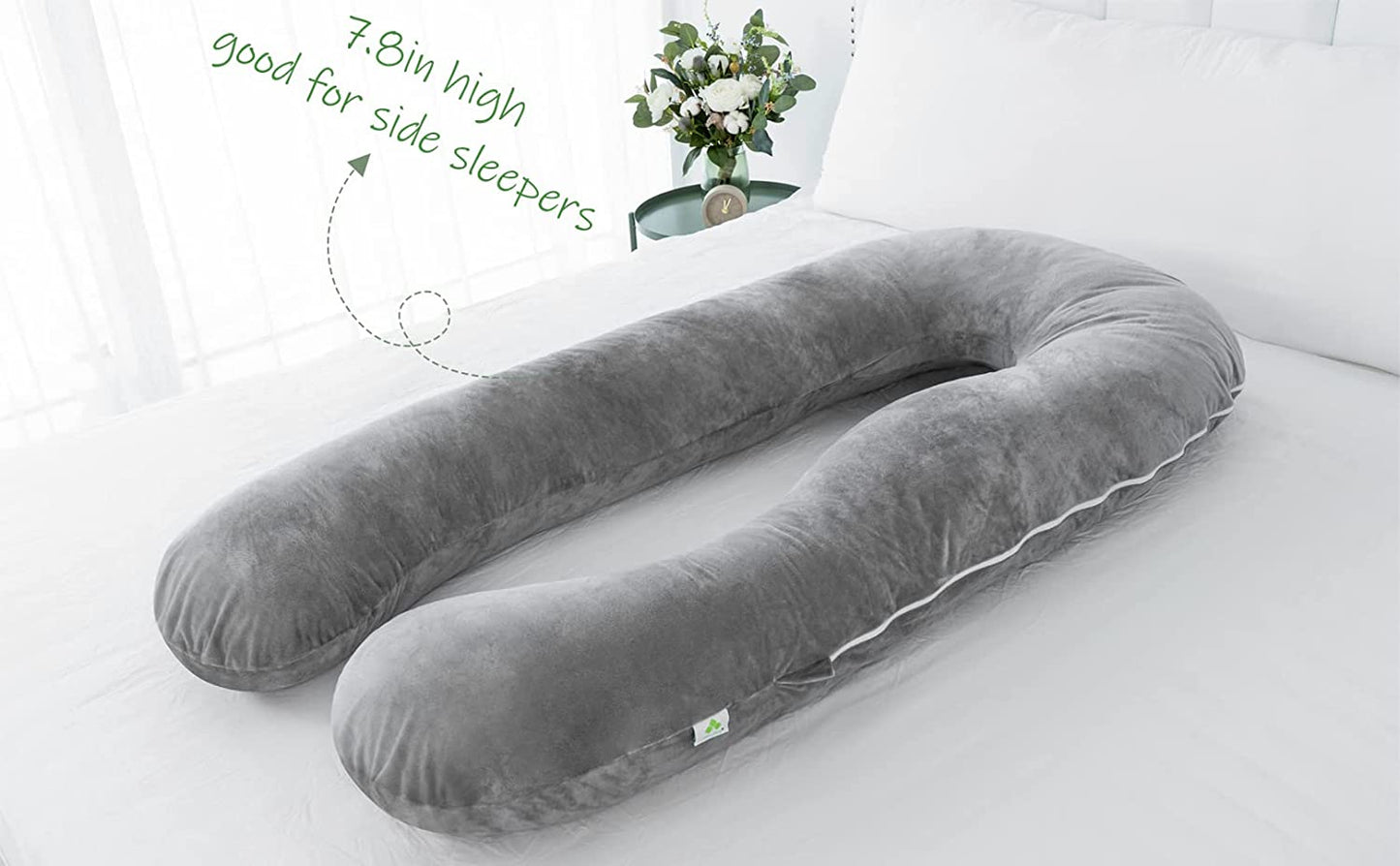52" U-Shape Ergonomic Full Body Pregnancy Pillow:Comprehensive Body Support for Back & Hip Pain Relief During Sleep| Luxury Washable Cover 