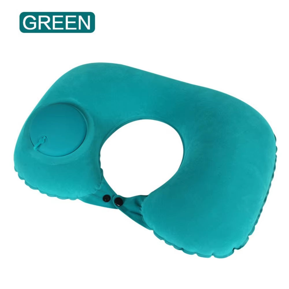 The Dynamic Press-Inflate Pillow: Portable U-Shape for Instant Neck Support on the Go