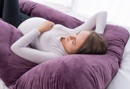 Modular U-Shape Pregnancy Pillow: Detachable Components & Adjustable Belt for Customized Back, Hip, and Joint Alignment (Luxury Velvet)