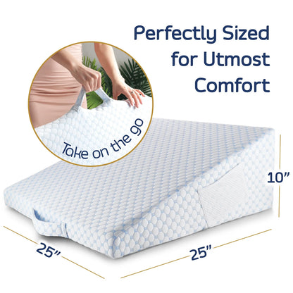 The Zero Gravity Cooling Back Wedge: 10-Inch Memory Foam for Spinal Elevation & Reflux Relief