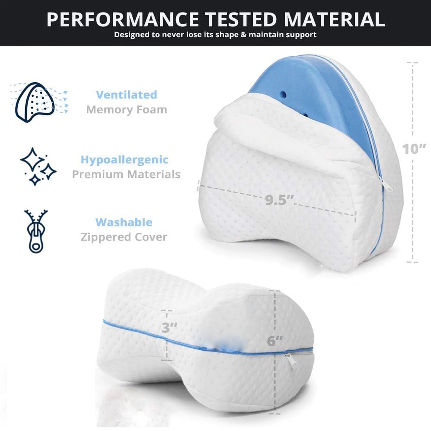 Therapeutic Knee Alignment Pillow: Memory Foam Support for Sciatica, Back, Hip & Joint Pain Relief