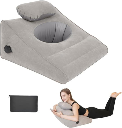 Dynamic Elevation Wedge: Portable Inflatable Pillow for Customizable Intimate Support and Therapeutic Leg/Circulation Relief
