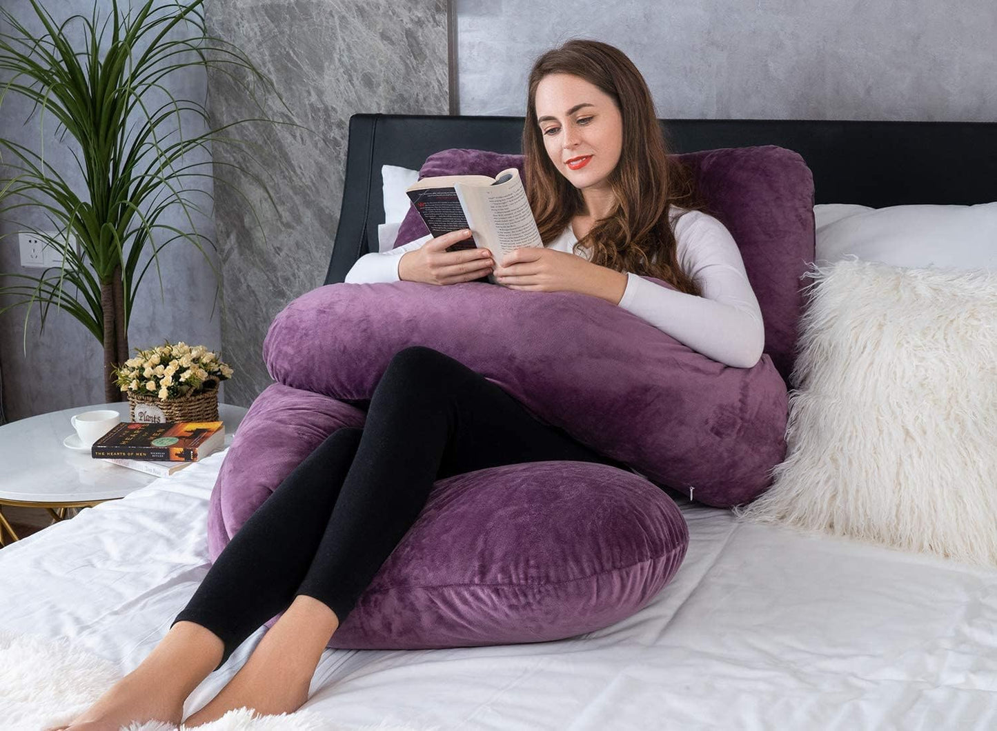 Modular U-Shape Pregnancy Pillow: Detachable Components & Adjustable Belt for Customized Back, Hip, and Joint Alignment (Luxury Velvet)