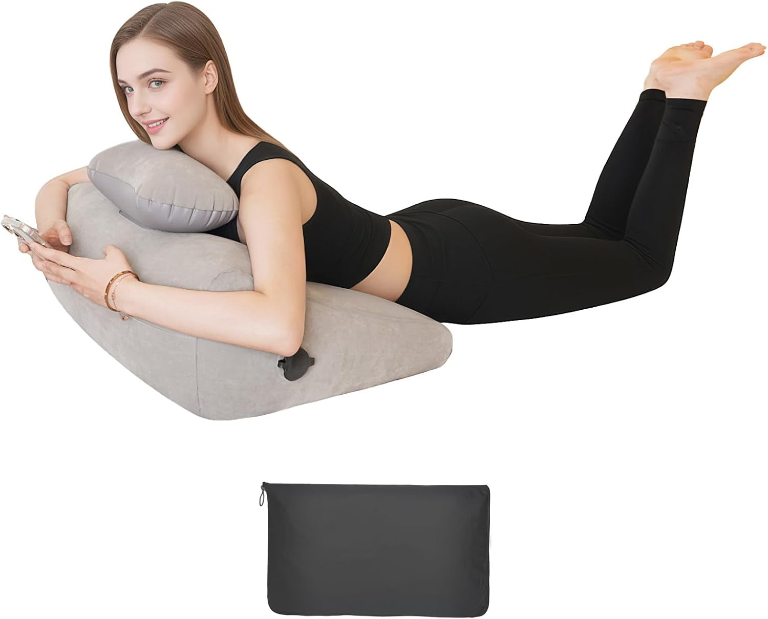 Dynamic Elevation Wedge: Portable Inflatable Pillow for Customizable Intimate Support and Therapeutic Leg/Circulation Relief