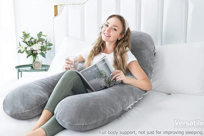 52" U-Shape Ergonomic Full Body Pregnancy Pillow:Comprehensive Body Support for Back & Hip Pain Relief During Sleep| Luxury Washable Cover 