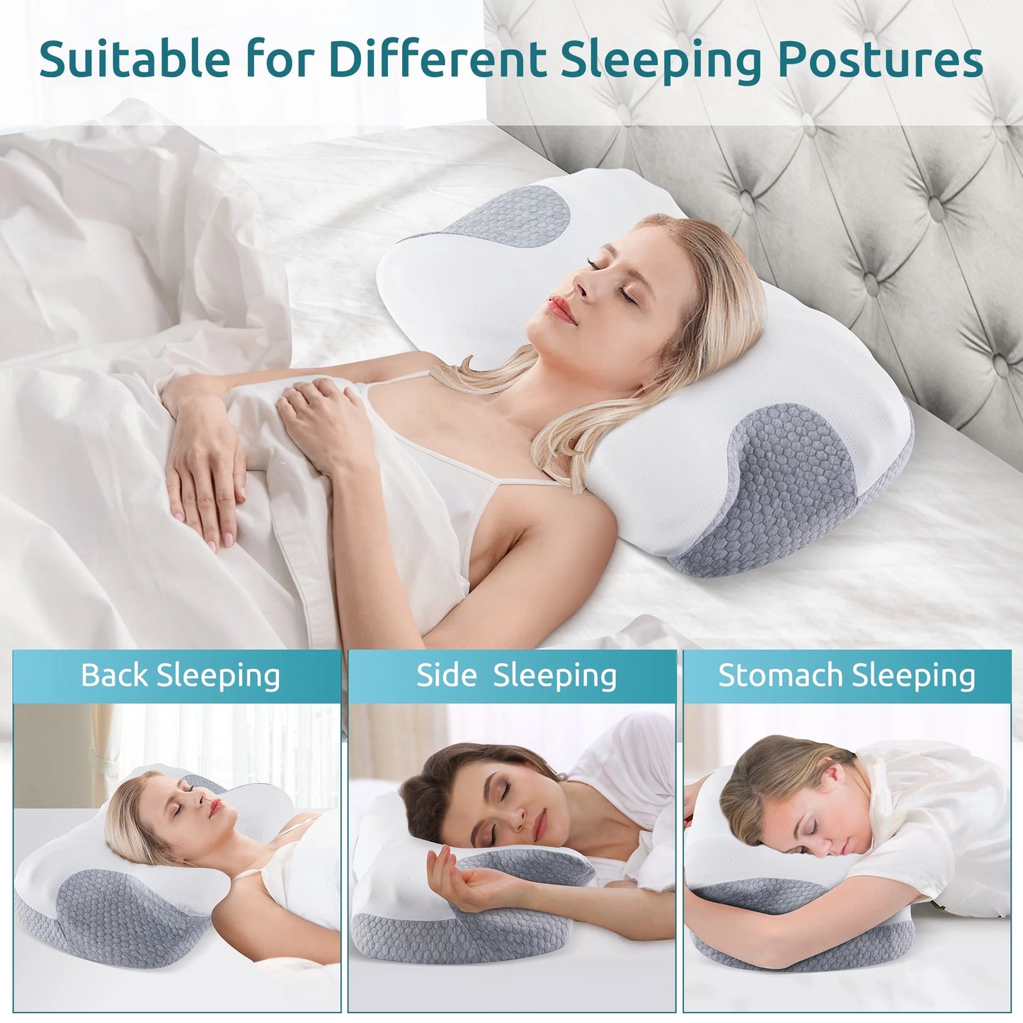 Orthopedic Neck Support Pillow: Ergonomic Memory Foam for Side, Back & Stomach Sleepers | Spinal Alignment