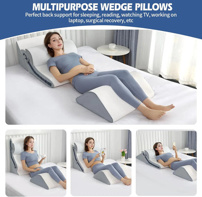 Orthopedic Bed Wedge Set (20-in-1): Customizable Memory Foam Support for Post-Surgery, Snoring & Full-Body Relief