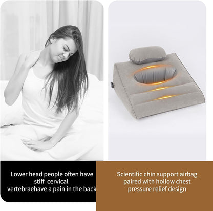 Dynamic Elevation Wedge: Portable Inflatable Pillow for Customizable Intimate Support and Therapeutic Leg/Circulation Relief