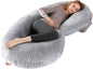 The 52" C-Shape Body Alignment Pillow: Full Maternity Support & Pain Relief for Back, Hips, and Legs | Luxury Velvet Cover