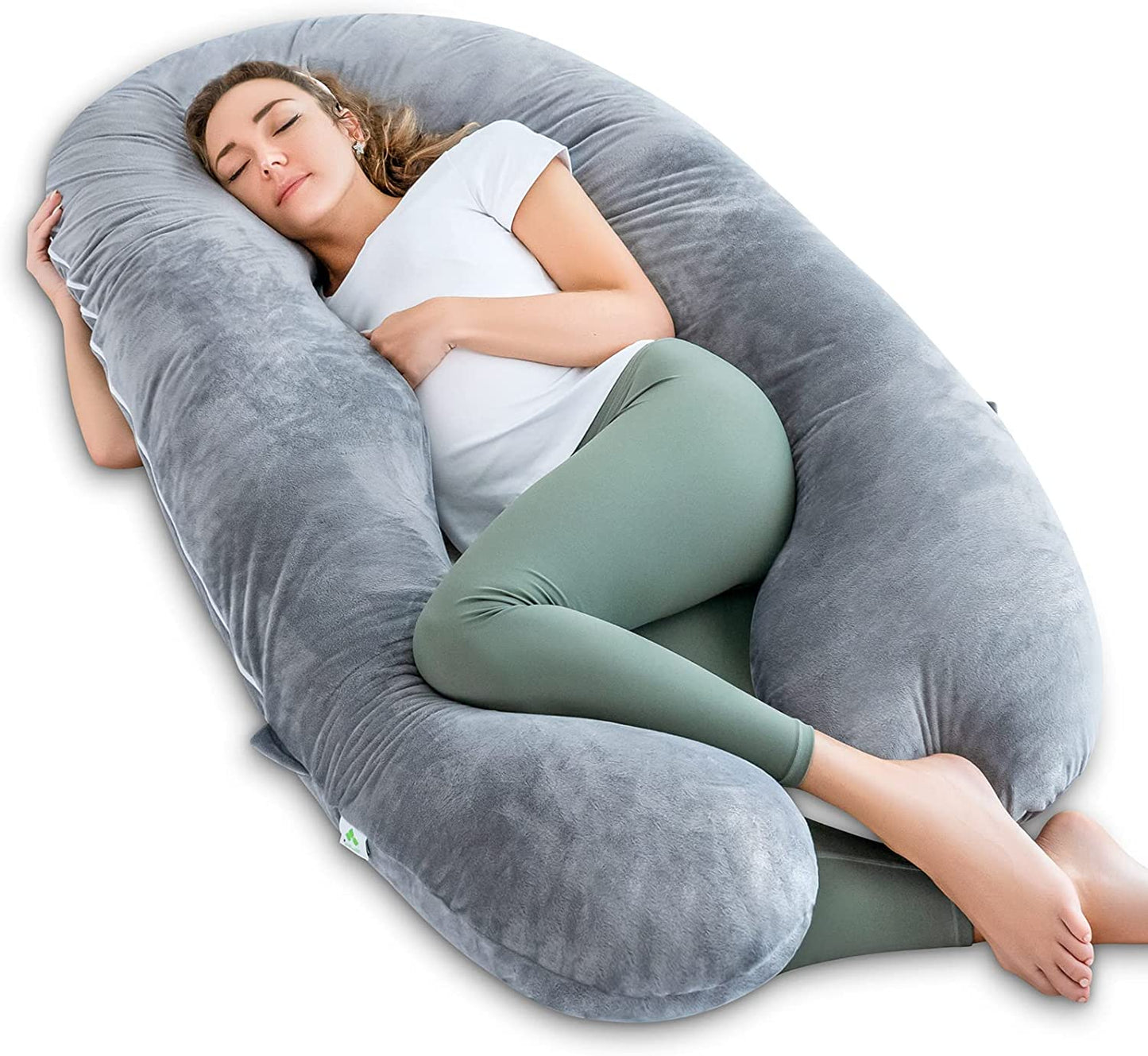 52" U-Shape Ergonomic Full Body Pregnancy Pillow:Comprehensive Body Support for Back & Hip Pain Relief During Sleep| Luxury Washable Cover 