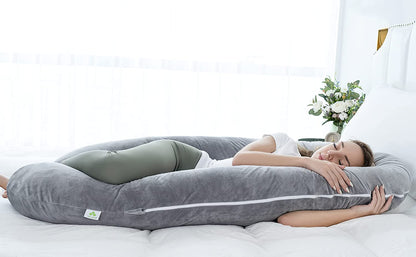52" U-Shape Ergonomic Full Body Pregnancy Pillow:Comprehensive Body Support for Back & Hip Pain Relief During Sleep| Luxury Washable Cover 