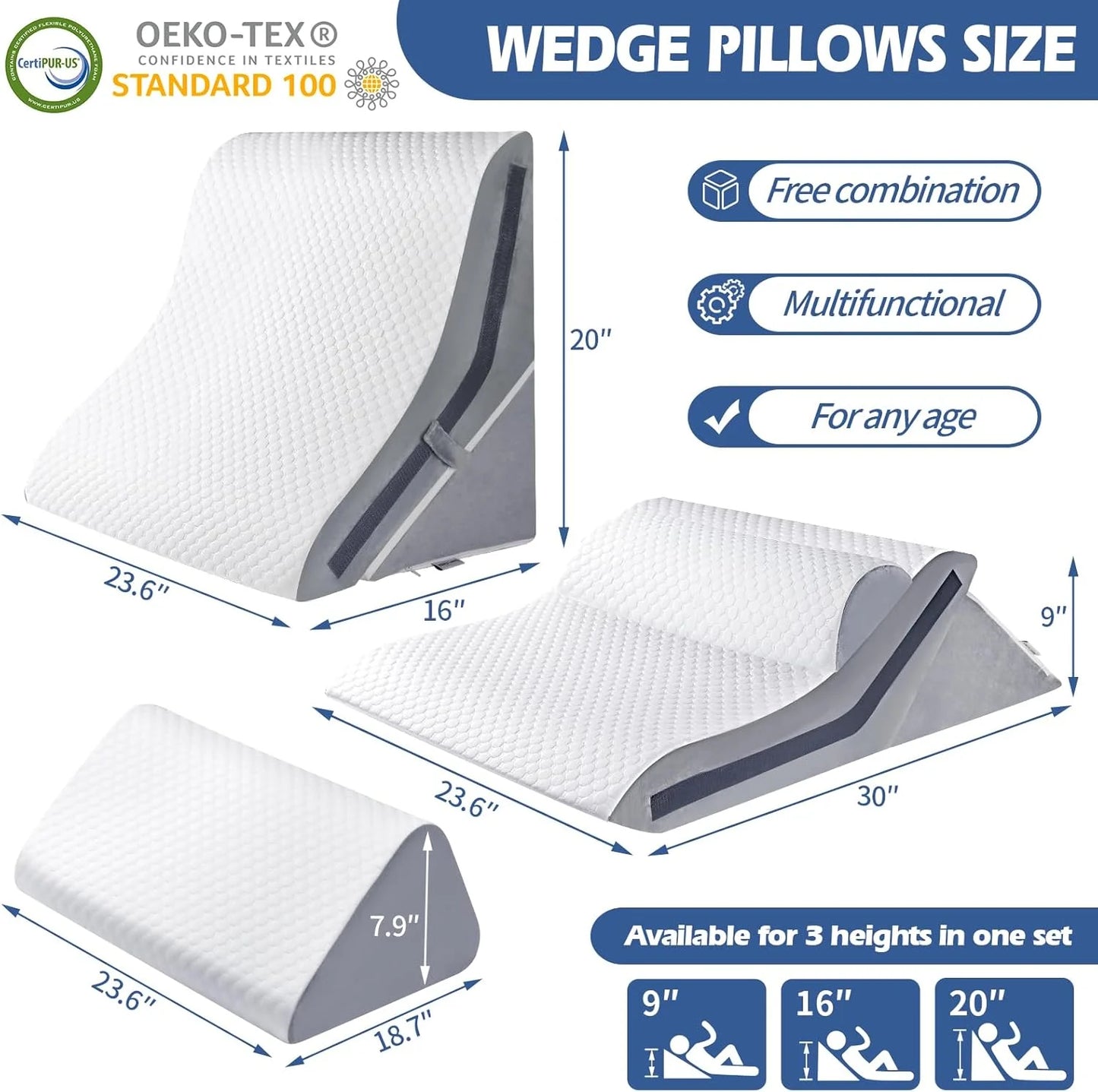 Orthopedic Bed Wedge Set (20-in-1): Customizable Memory Foam Support for Post-Surgery, Snoring & Full-Body Relief