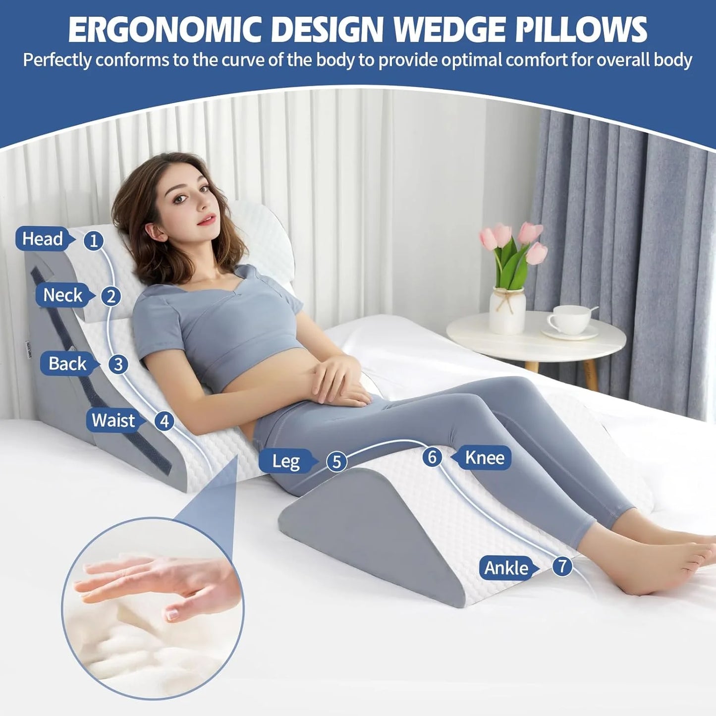 Orthopedic Bed Wedge Set (20-in-1): Customizable Memory Foam Support for Post-Surgery, Snoring & Full-Body Relief