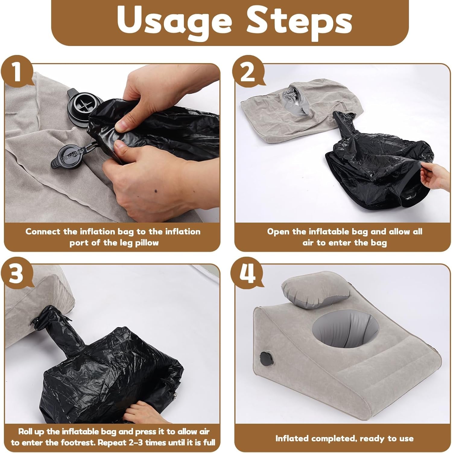 Dynamic Elevation Wedge: Portable Inflatable Pillow for Customizable Intimate Support and Therapeutic Leg/Circulation Relief