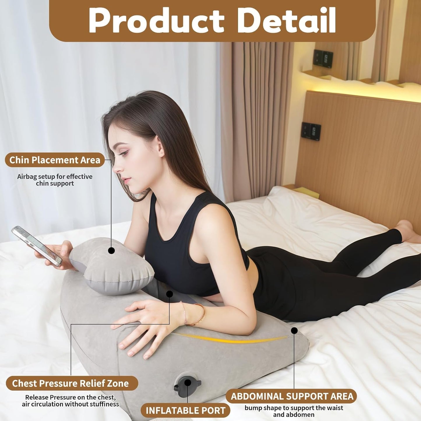 Dynamic Elevation Wedge: Portable Inflatable Pillow for Customizable Intimate Support and Therapeutic Leg/Circulation Relief