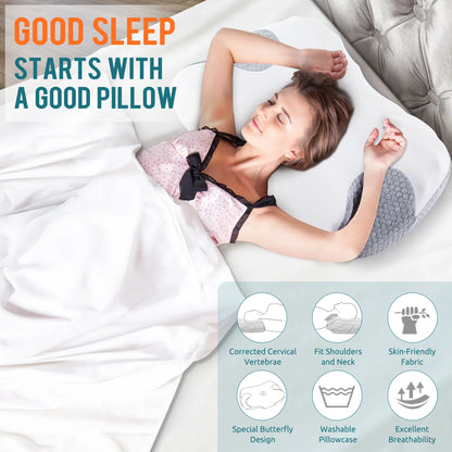 Orthopedic Neck Support Pillow: Ergonomic Memory Foam for Side, Back & Stomach Sleepers | Spinal Alignment