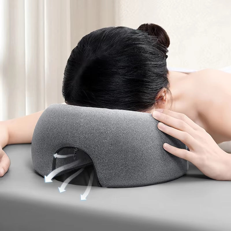 Therapeutic Face-Down Headrest: Memory Foam Cushion for Massage, Salon, and Prone Home Use