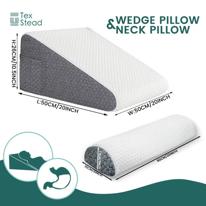 The Dynamic Connection Duo: 2-Piece Memory Foam Wedge Set for Therapeutic Relief, Alignment, and Intimacy | Removable Cover