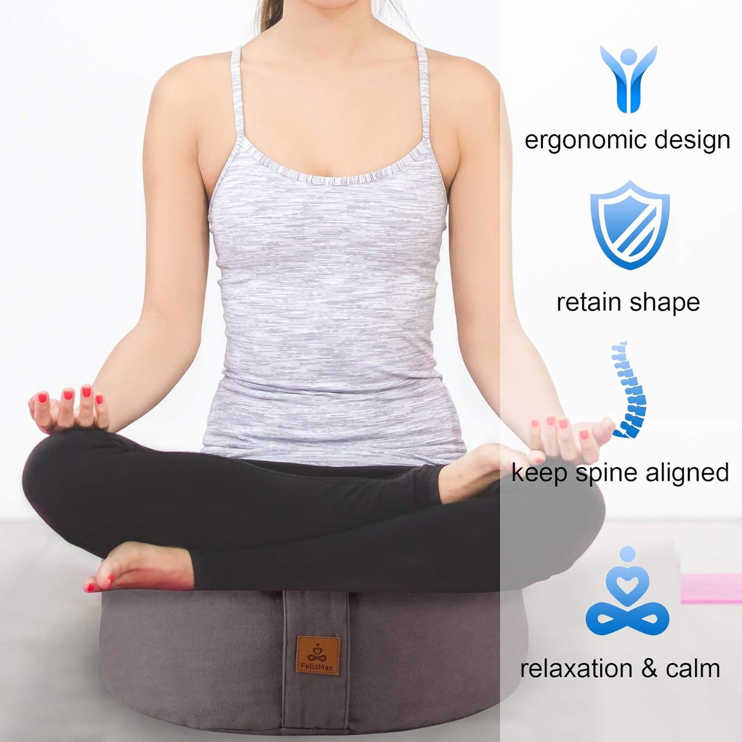 Zafu & Zabuton Alignment Set: Natural Buckwheat Meditation Cushion for Posture and Floor Sitting