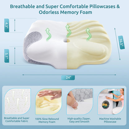 Orthopedic Neck Support Pillow: Ergonomic Memory Foam for Side, Back & Stomach Sleepers | Spinal Alignment