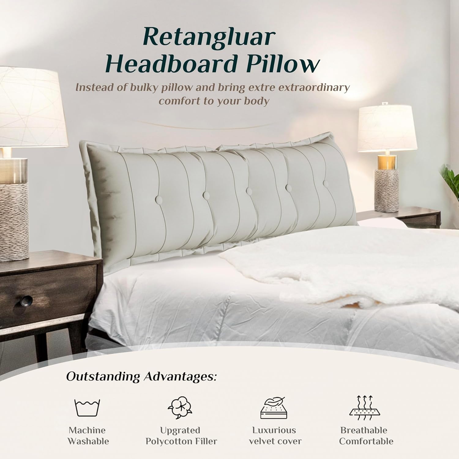 King Size Headboard Alignment Pillow: Luxury Backrest for Bed, Reading, and Full Spinal Support