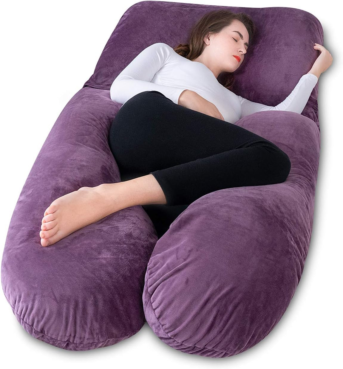 Modular U-Shape Pregnancy Pillow: Detachable Components & Adjustable Belt for Customized Back, Hip, and Joint Alignment (Luxury Velvet)