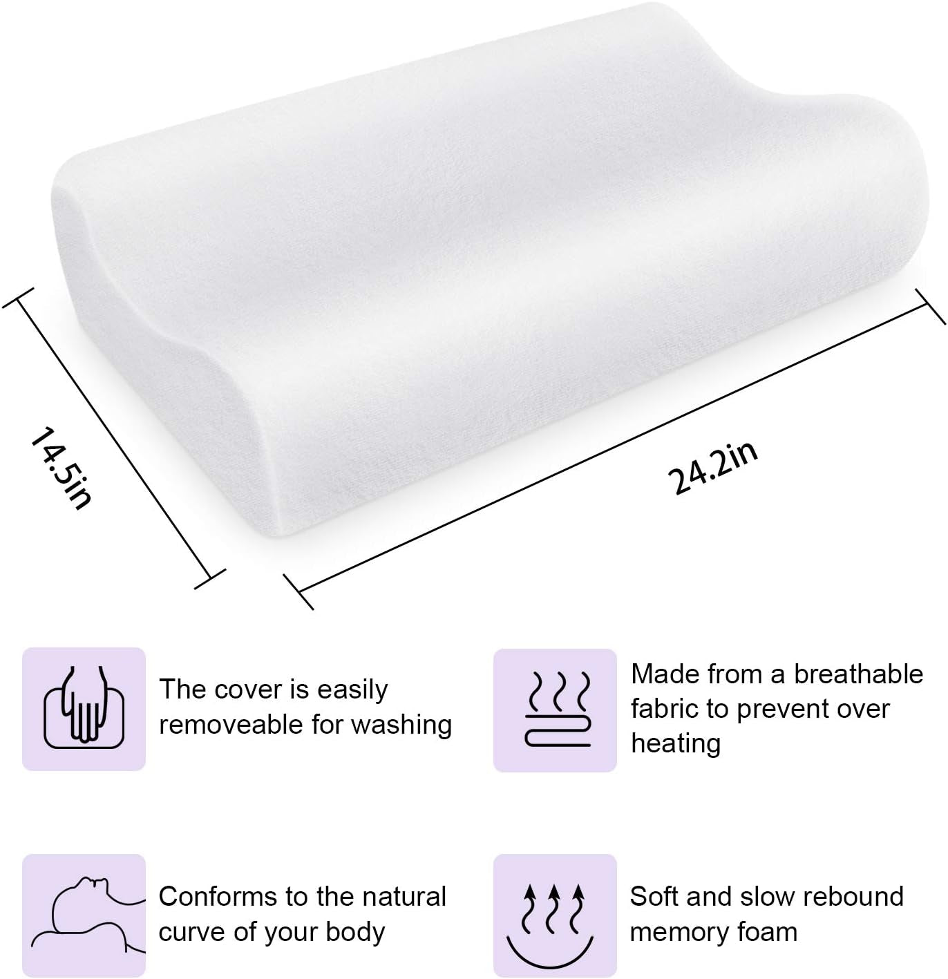 Orthopedic Spinal Alignment Pillow: Hypoallergenic Memory Foam for Back, Side & Stomach Sleepers (Queen)