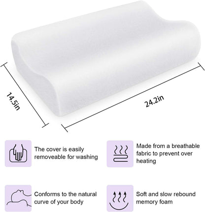 Orthopedic Spinal Alignment Pillow: Hypoallergenic Memory Foam for Back, Side & Stomach Sleepers (Queen)