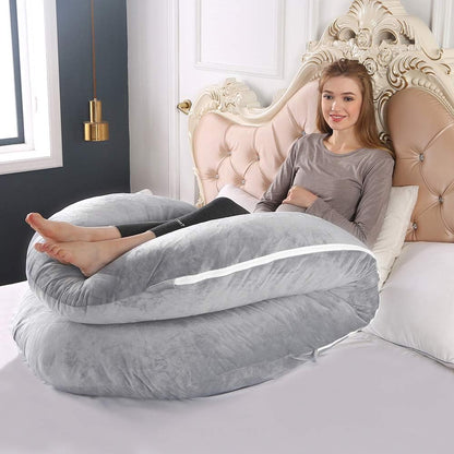 The 52" C-Shape Body Alignment Pillow: Full Maternity Support & Pain Relief for Back, Hips, and Legs | Luxury Velvet Cover